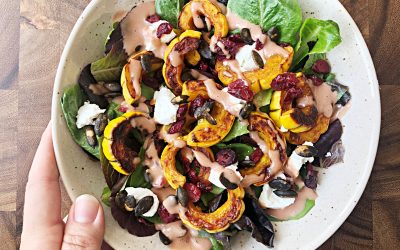 Delicata Squash Salad with Cranberry Balsamic Vinaigrette