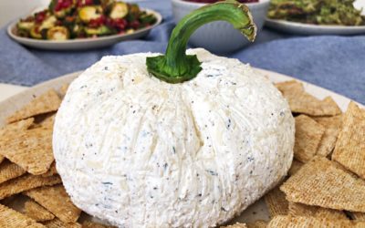 Thanksgiving Cheese Ball shaped like a pumpkin!