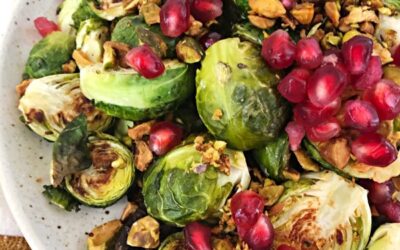 Roasted Brussels Sprouts with Pistachios and Pomegranate