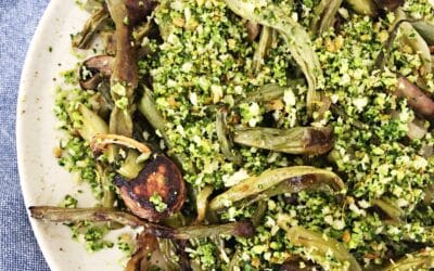 Roasted Green Beans with Crunchy Almond Topping