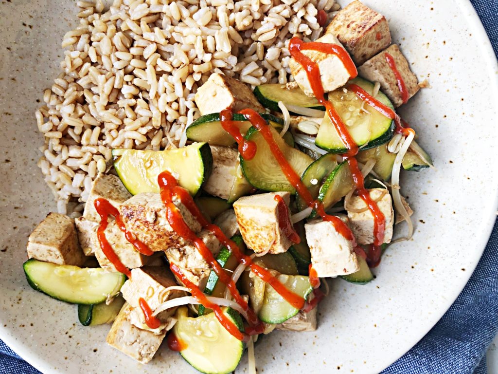 Tofu Zucchini Rice Bowl