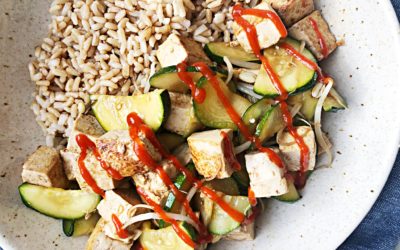 Low FODMAP Tofu Zucchini Rice Bowl