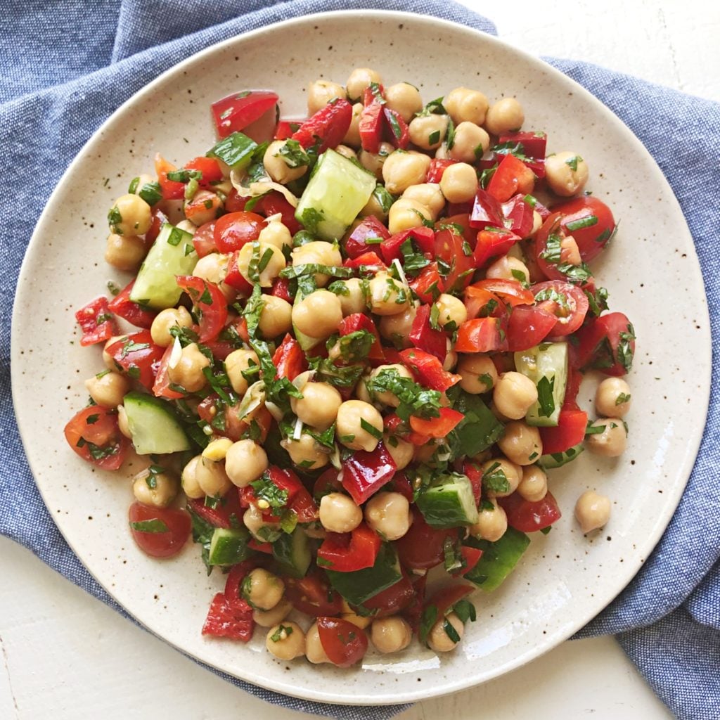 Pantry Items Into Meals to make Chickpea Tomato Salad