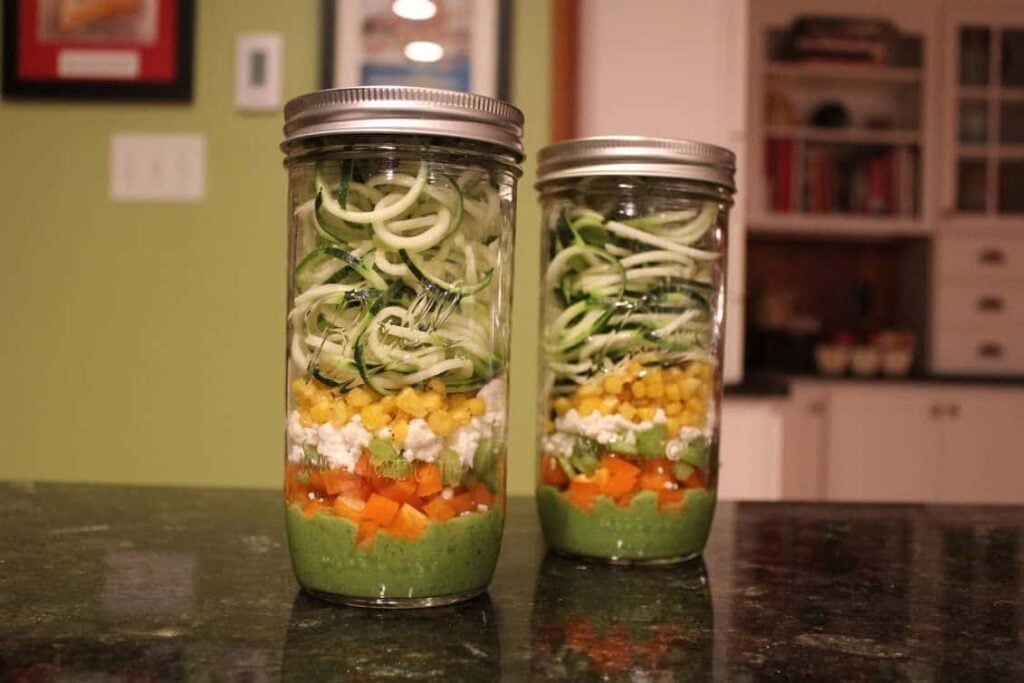 Zucchini Noodle Mason Jar Salad