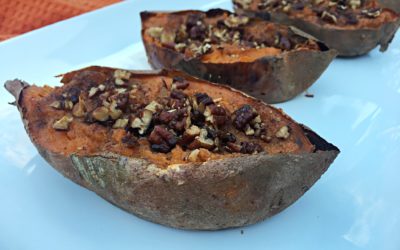 Tasty Twice Baked Sweet Potatoes with Pecans
