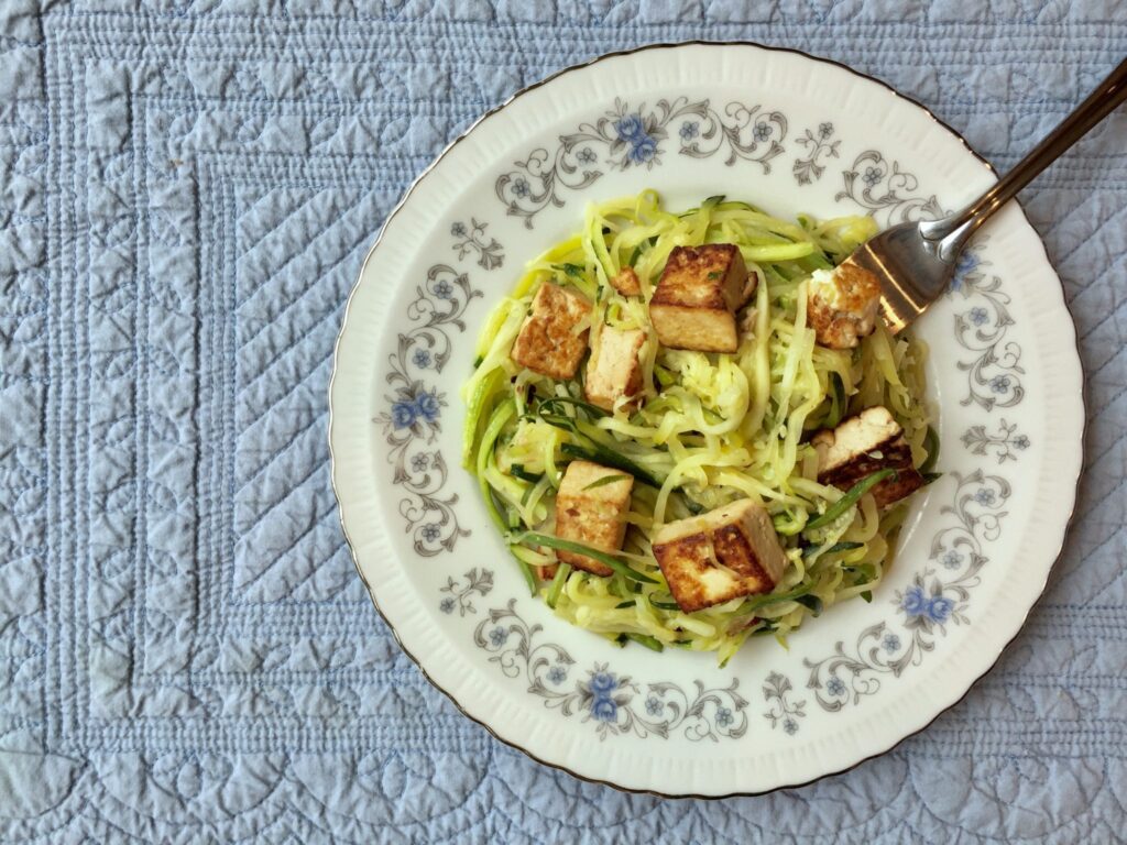 Sesame Ginger Tofu with Zoodles