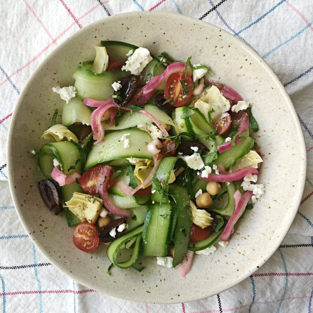 Cucumber Noodle Greek Salad