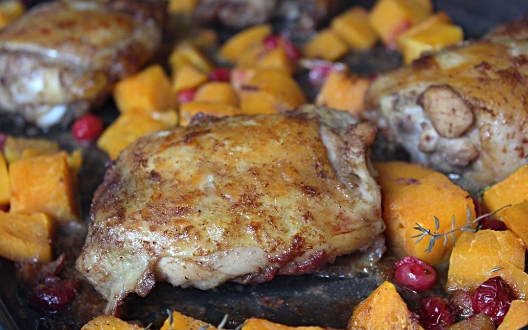 Chicken Thighs with Cranberries and Butternut Squash