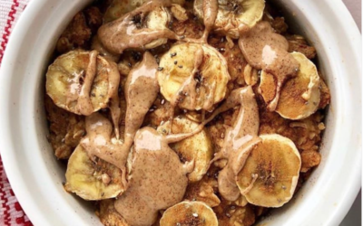 Banana Walnut French Toast Bake with Almond Butter