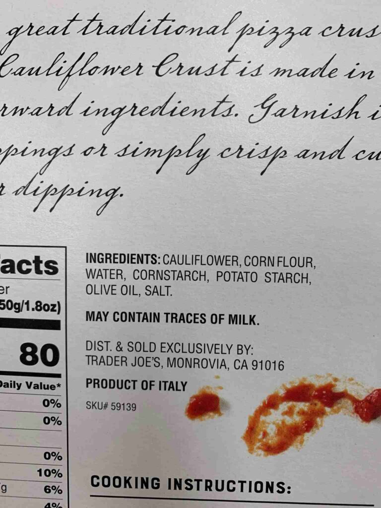 pizza crust label