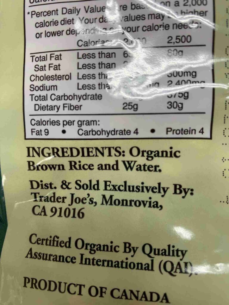 cereal label