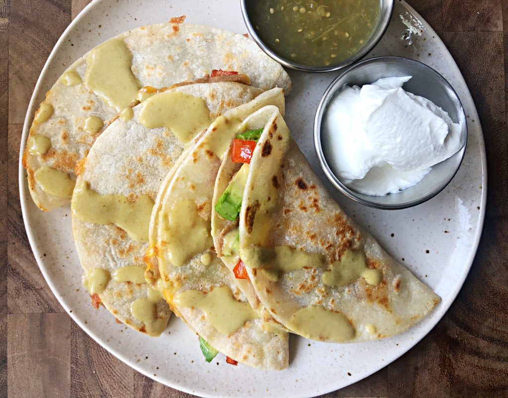 avocado bean quesadillas