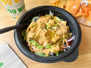 subway salad with veggie patty