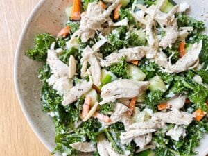 kale salad meal with tahini dressing