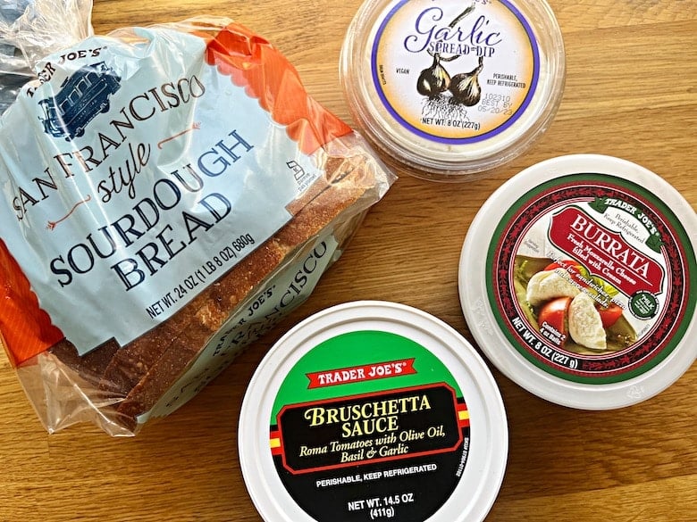 trader joe's lunches burrata toast with garlic spread
