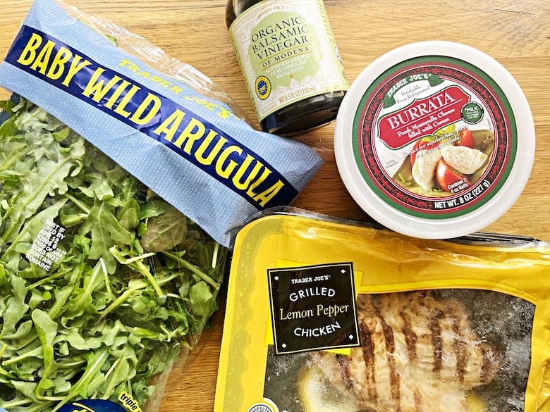 trader joe's lunches arugula with lemon chicken burrata and balsamic