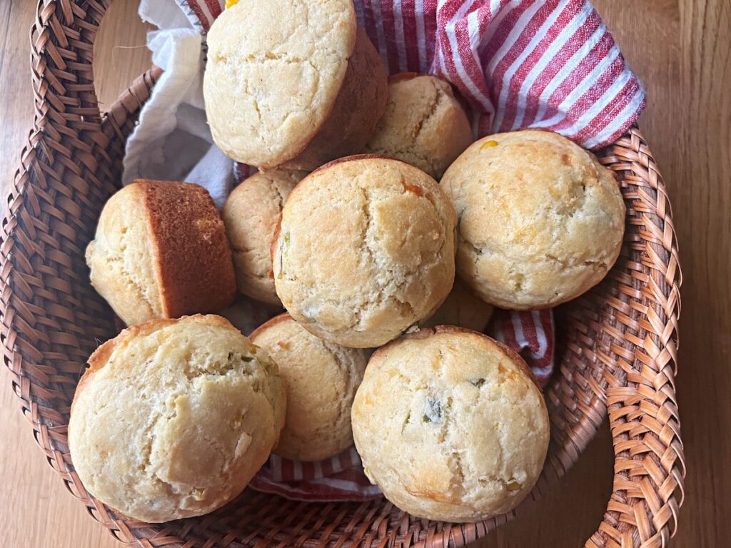 basket of low sodium cornbread muffins