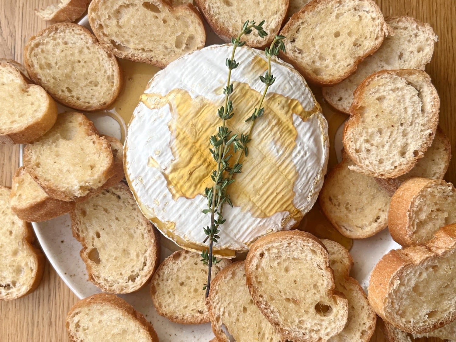gluten free potluck ideas baked brie topped with honey and thyme