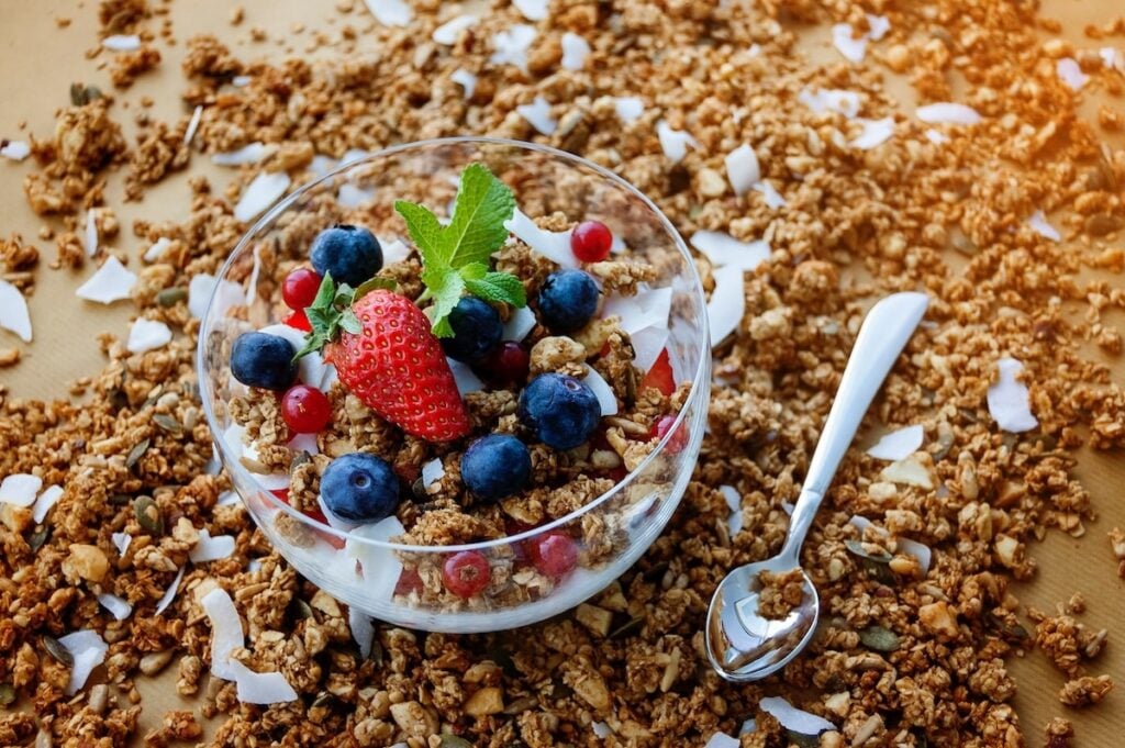 low fodmap snack of yogurt and granola